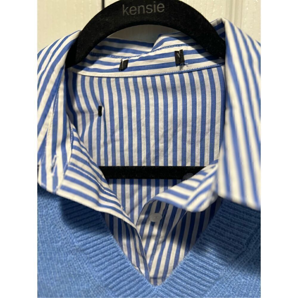 combo shirt featuring a basic collar, long sleeves, and sweater vest size S - Picture 5 of 5